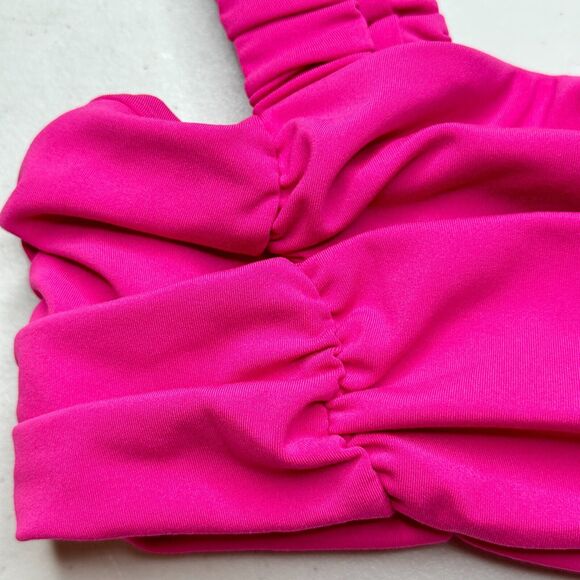 L*Space The Breaks Bra Ruched Top Princess Seams Fuchsia Pink Women Small NWT - Picture 5 of 9